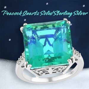 #SS30 Peacock 🦚 Quartz (Triplet) & White Zircon Ring 💍 Size 7 NWOT